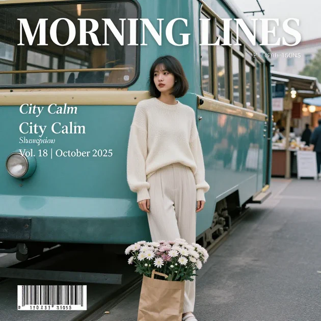Magazine cover with Chinese woman by tram