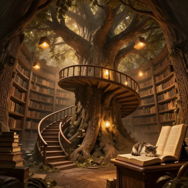Library inside a giant tree